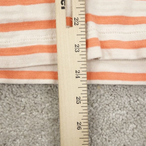 LOFT Sweater Womens Large Orange Striped Long Sleeve Pullover 100% Cotton - Picture 7 of 8